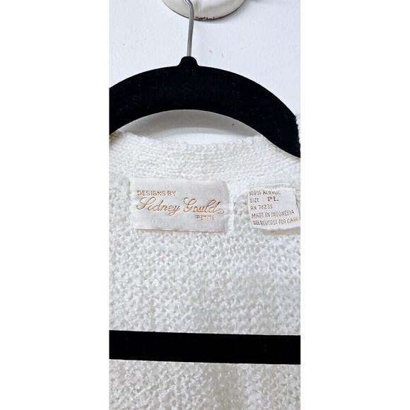 SIDNEY GOULD Vintage Petite White Long Sleeve Button-Up Knitted Sweater (PL) - Picture 2 of 3